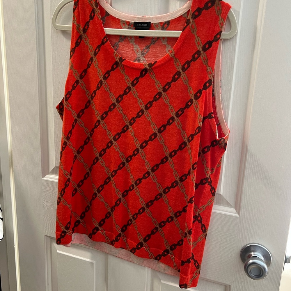 Talbots Red Chain Pattern Cardigan - Picture 2 of 5